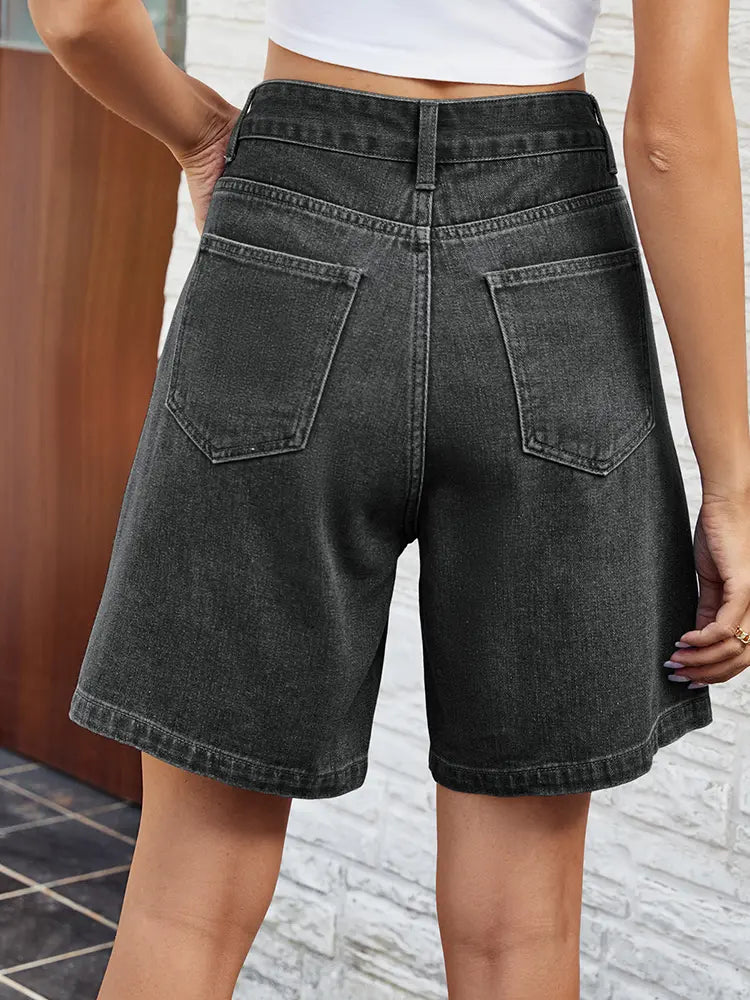 Verstellbare Taillen-Denim-Bermuda-Shorts