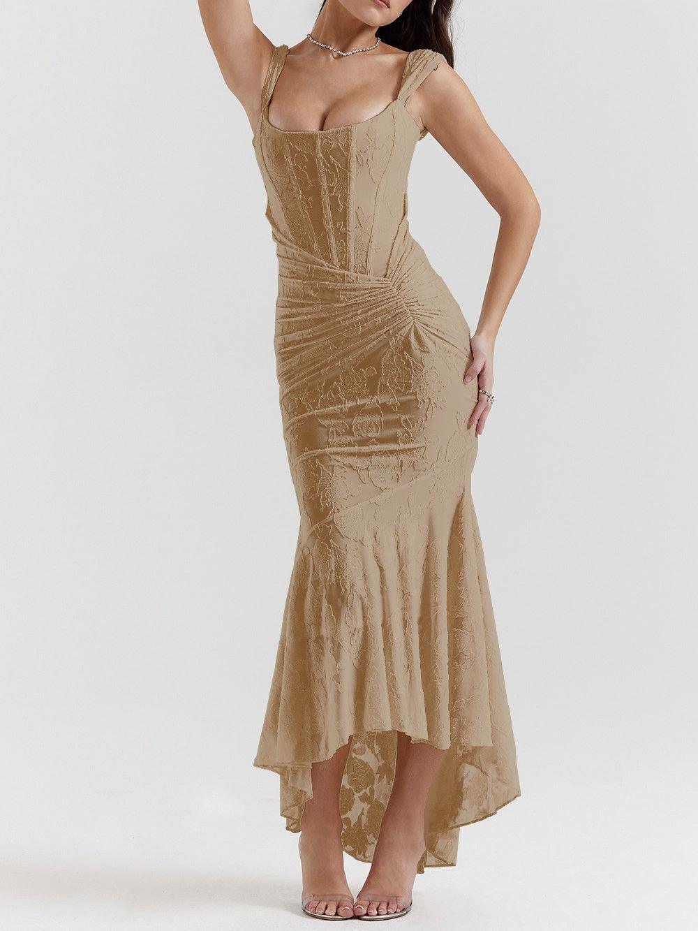 Blaues BlumenMaxi-Kleid