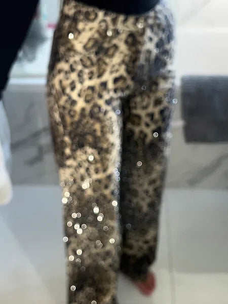 Leoparden Diamantierte Schlagjeans