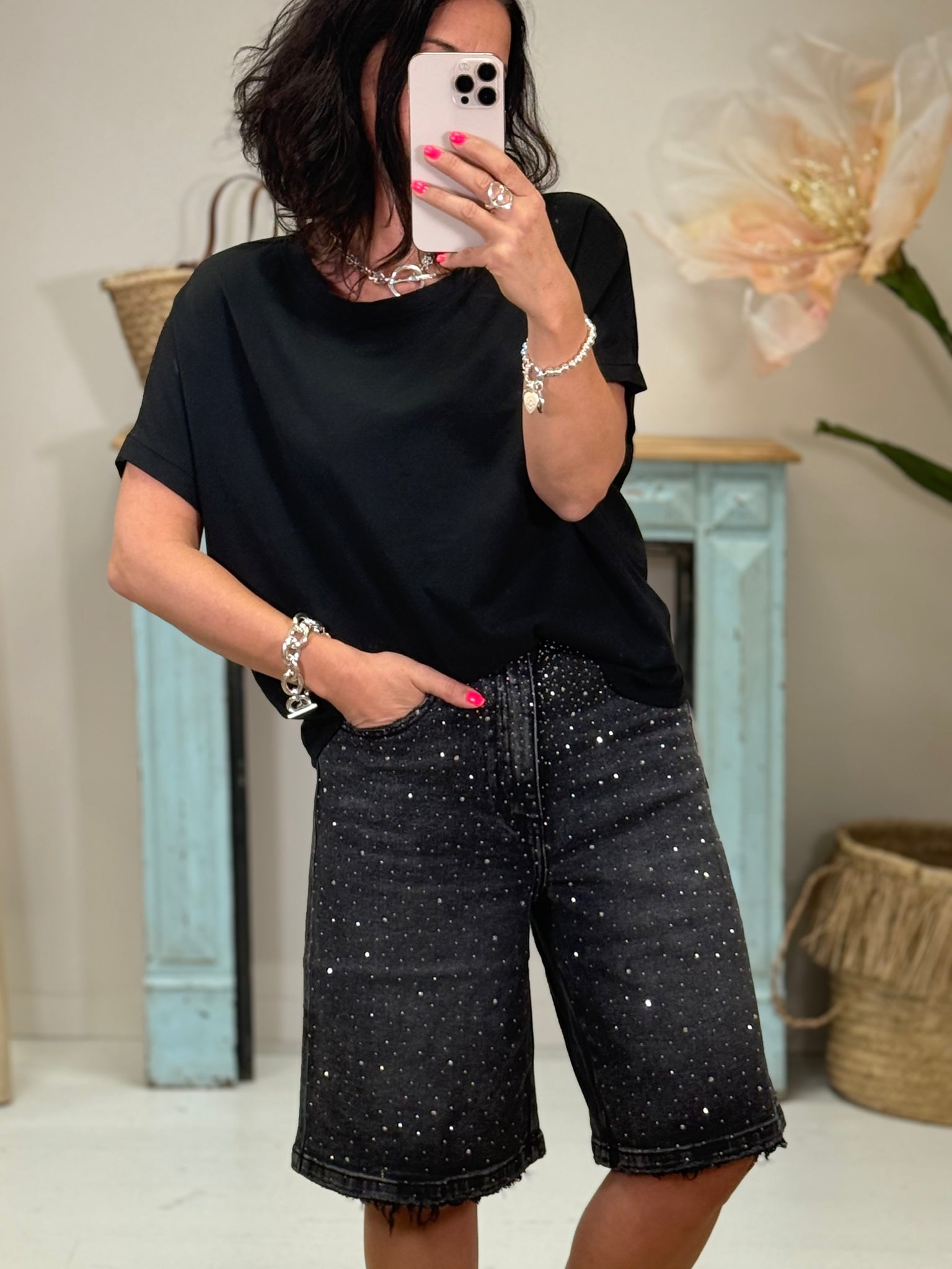 Bermuda Strass Jeanshose
