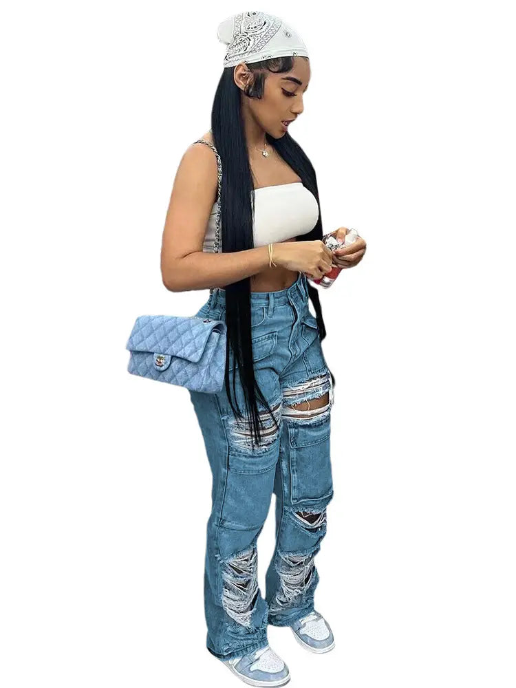 Zerrissene Freizeithose aus Denim