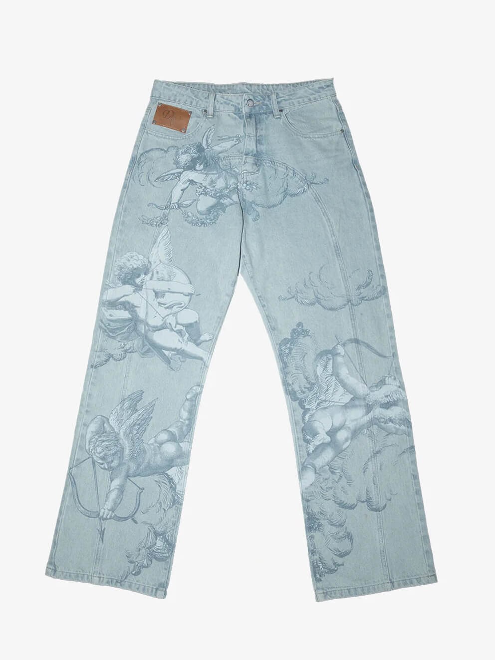 Cupid Print Gewaschene Blaue Jeans