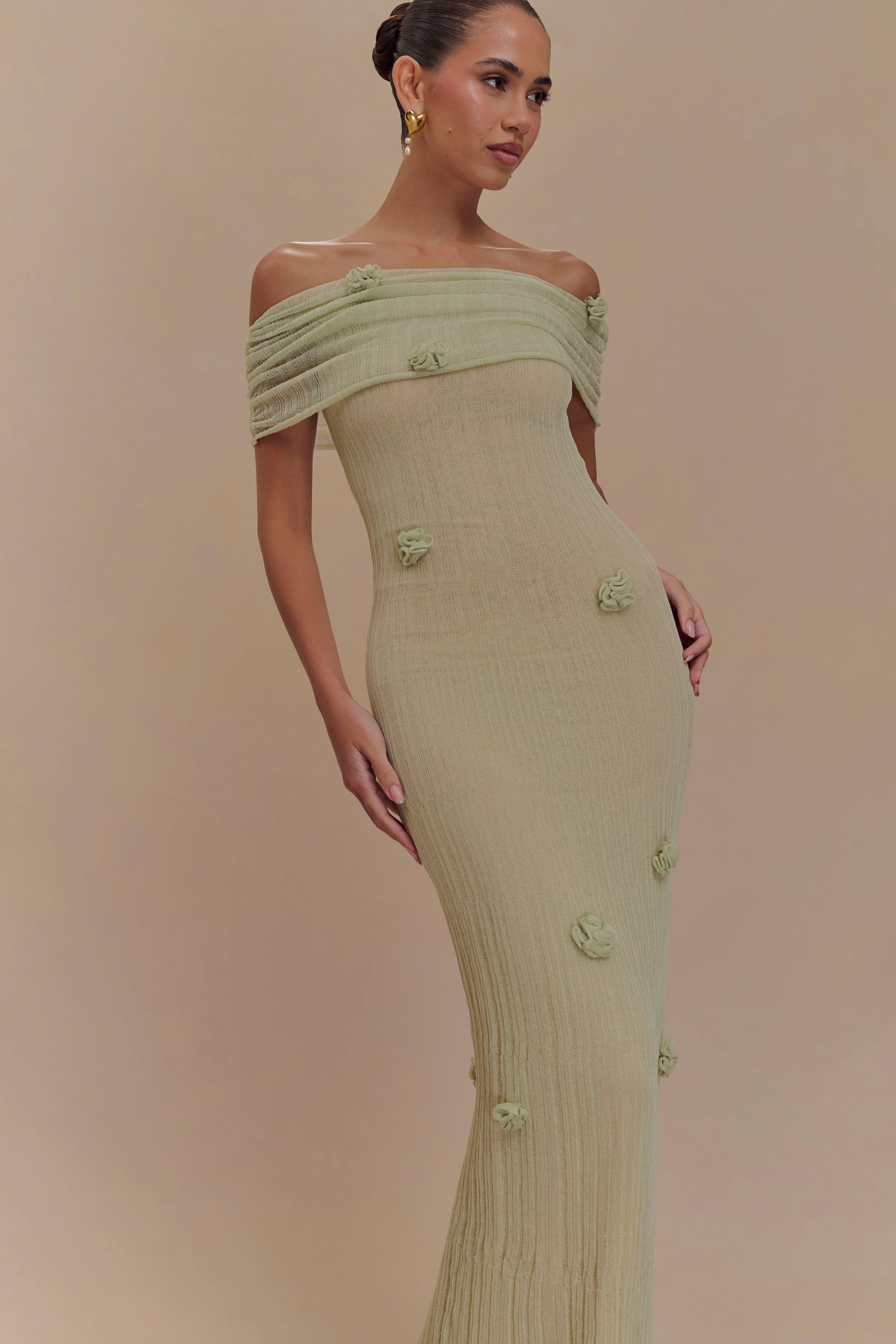 Orchidee Strick Maxikleid - Eleganz trifft Romantik