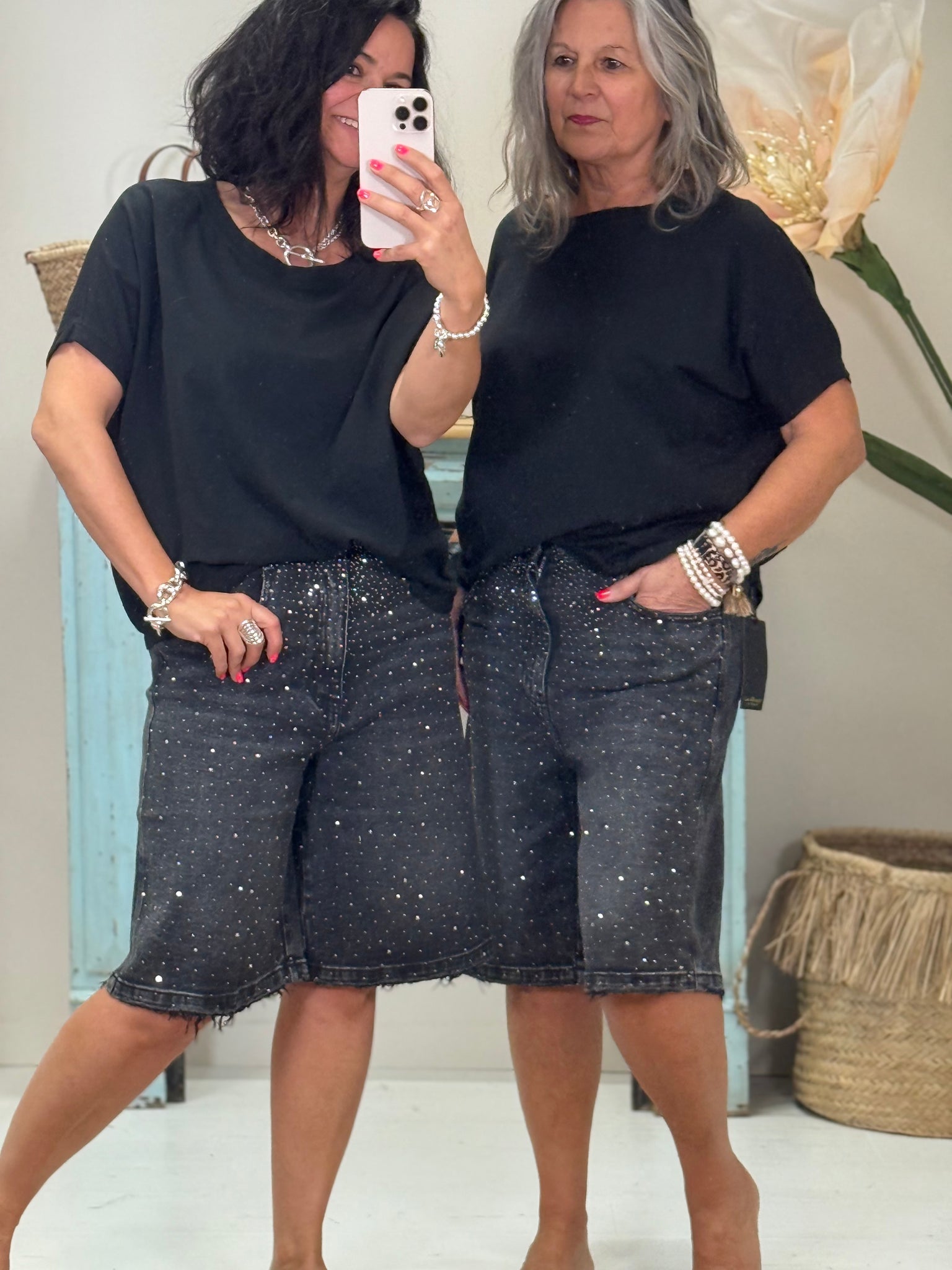 Bermuda Strass Jeanshose