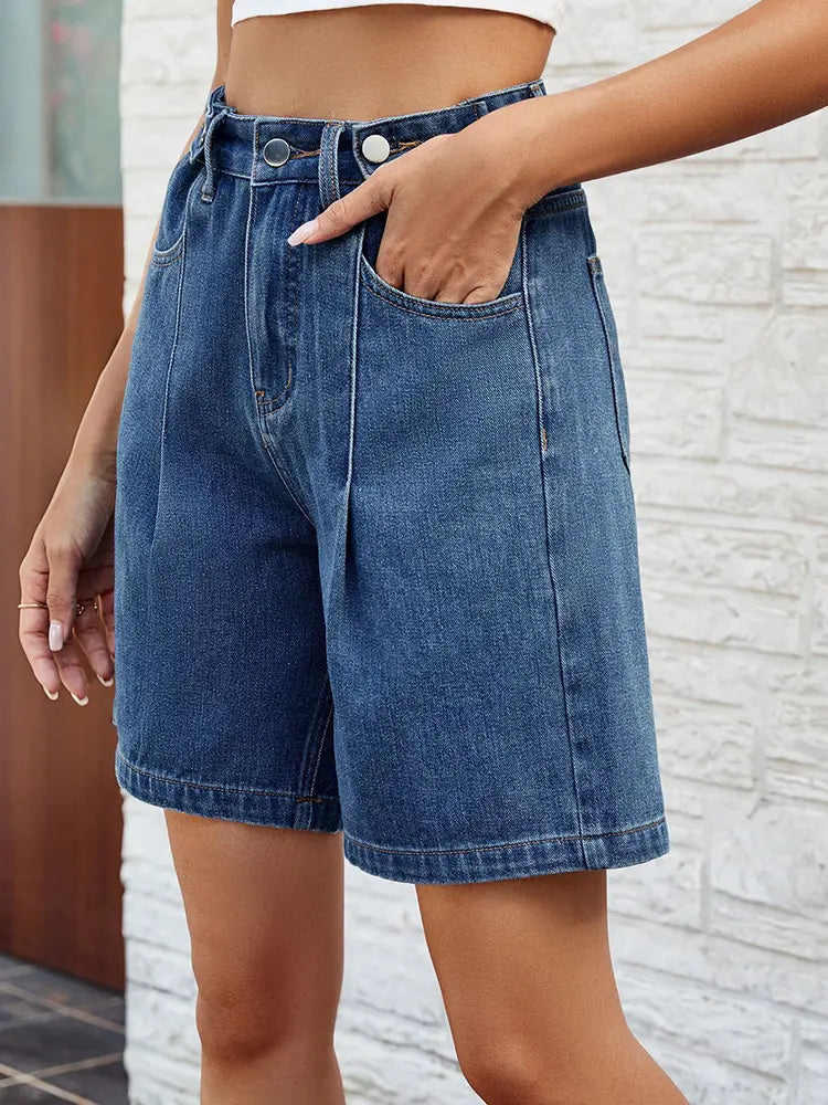 Verstellbare Taillen-Denim-Bermuda-Shorts