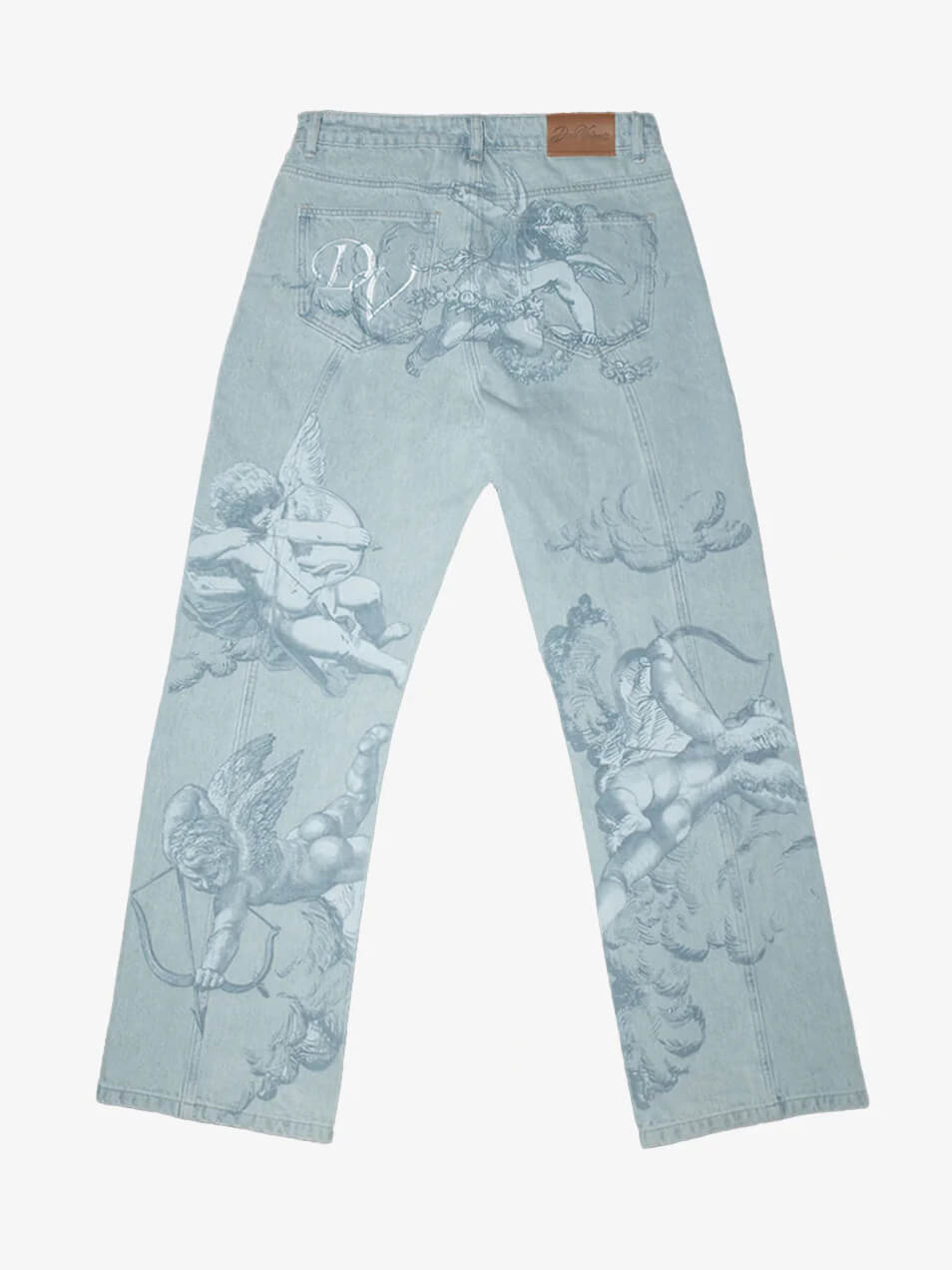 Cupid Print Gewaschene Blaue Jeans