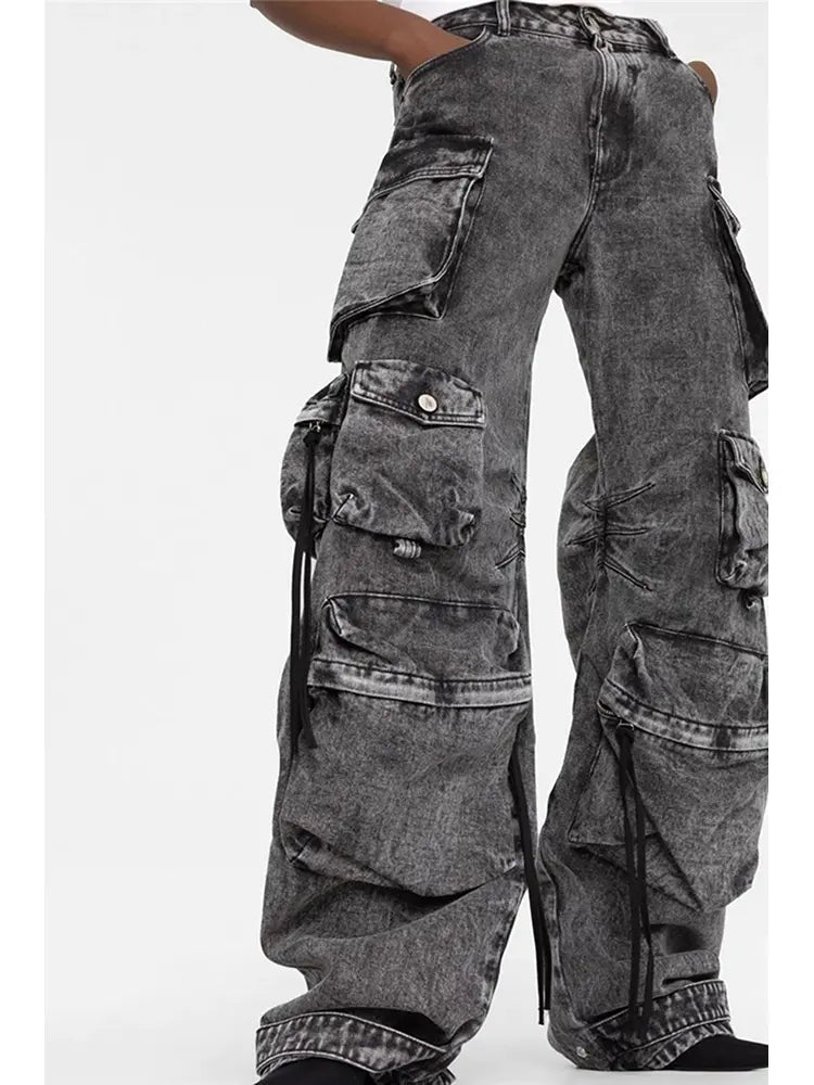 Street Style Cargo Denimhose