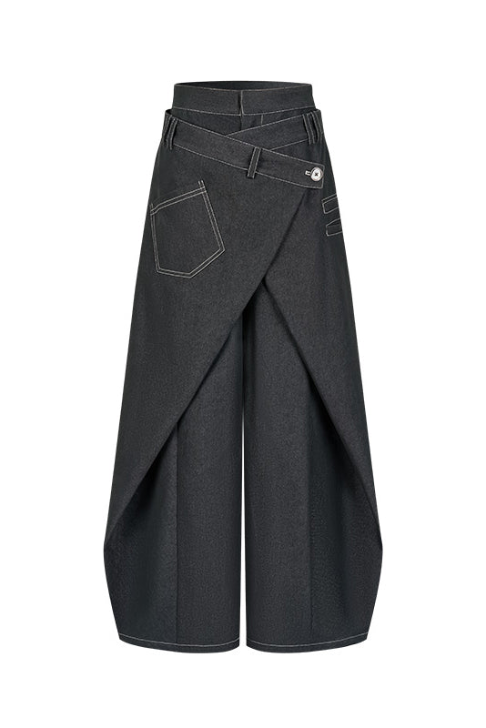 Schwingende Symphonie Falsche Zweiteilige Weitbeinige Jeans