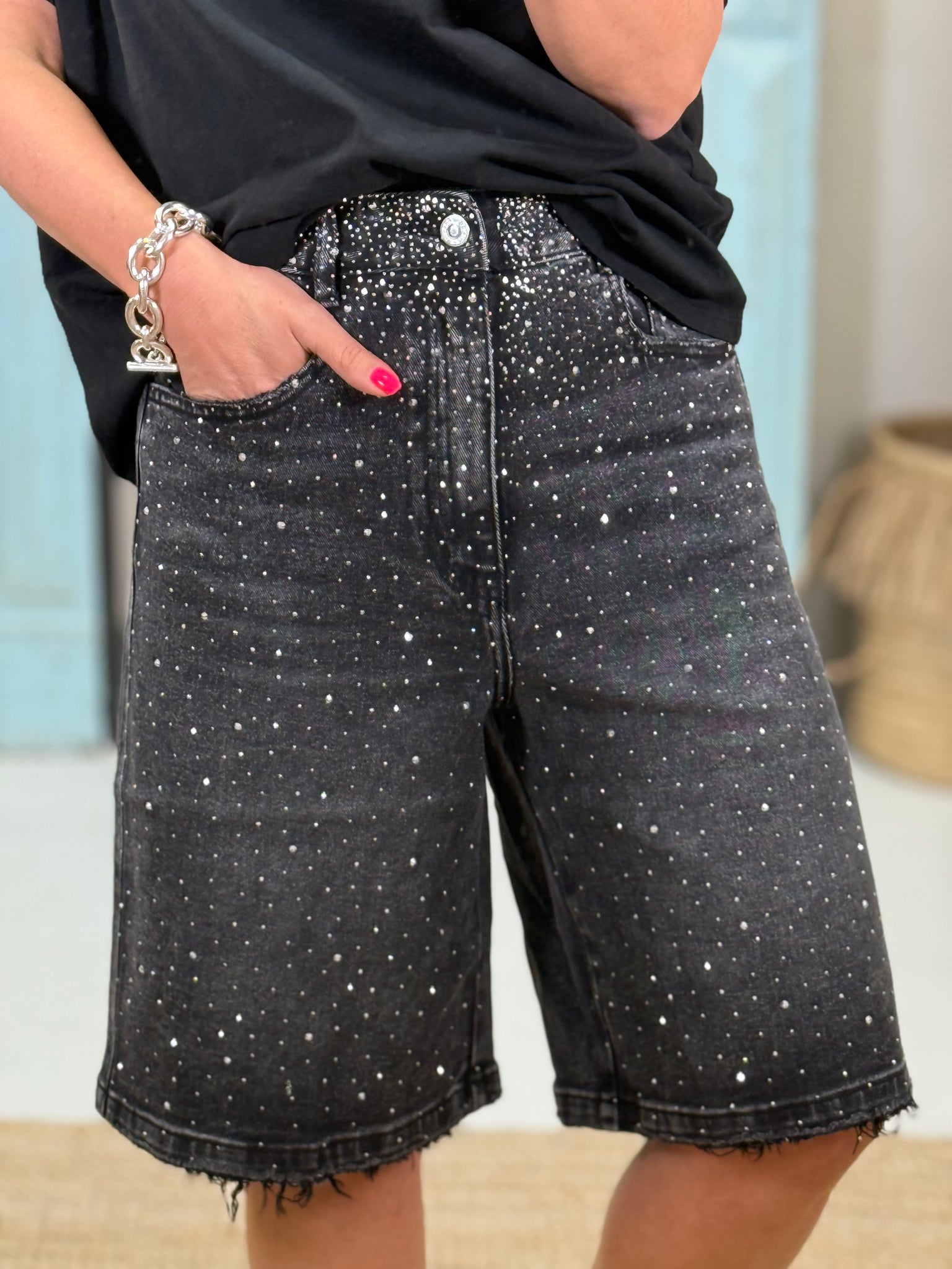 Bermuda Strass Jeanshose