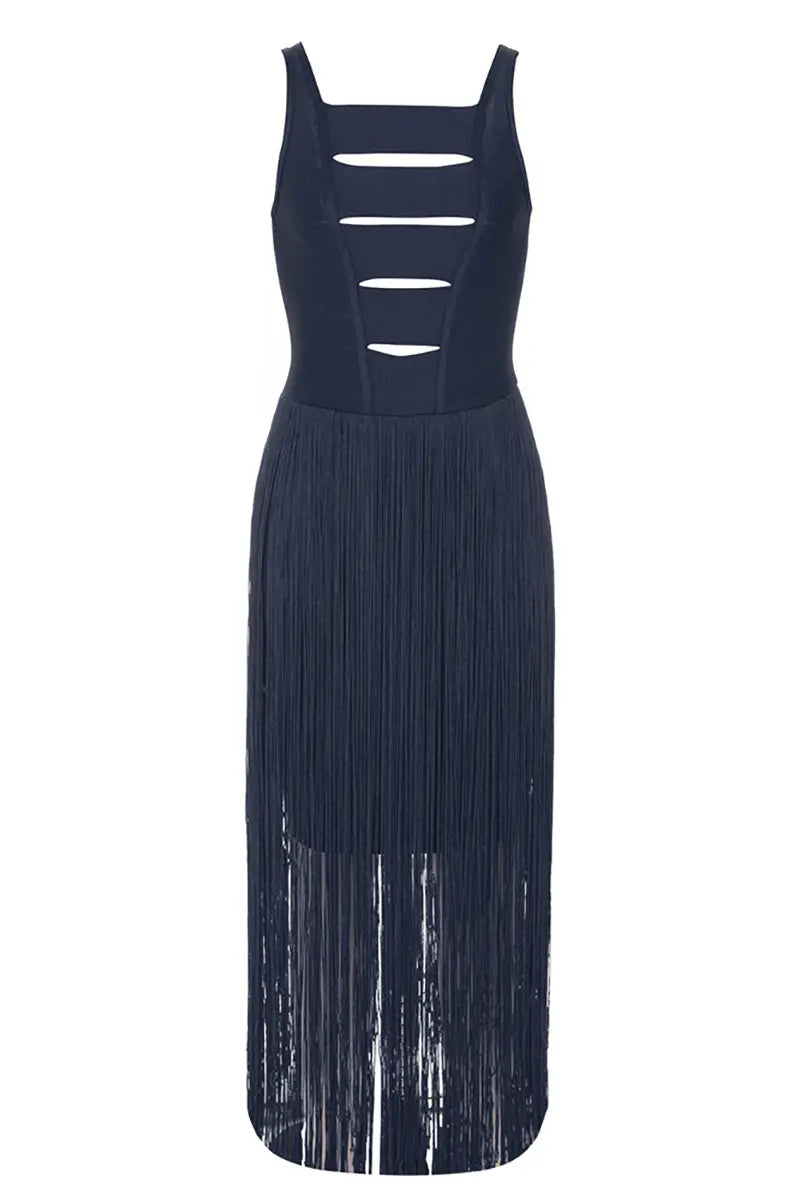 Vintage Sexy trägerloses Fransen-Bandage-Kleid