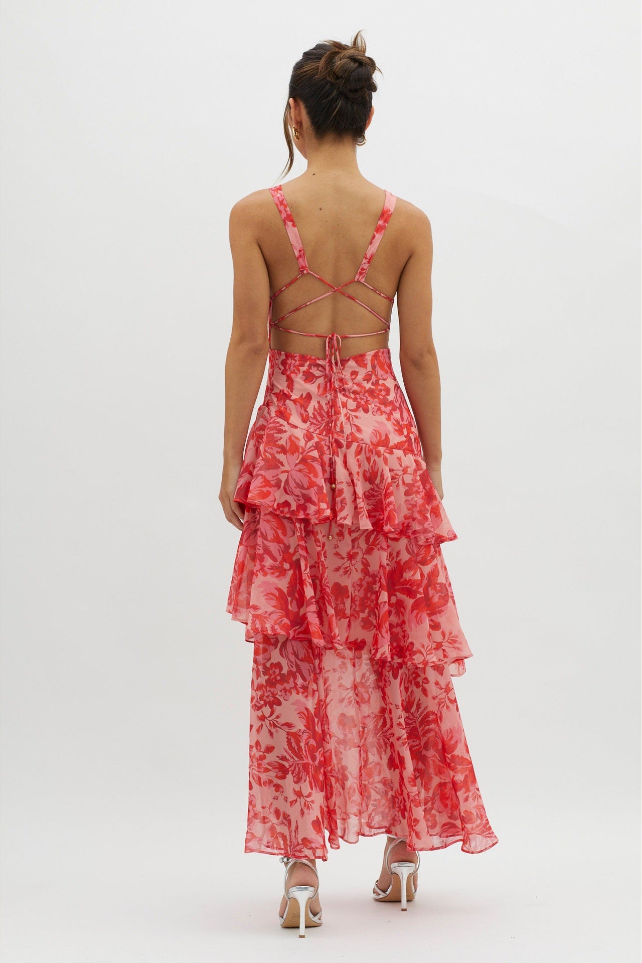 Rüschen-Maxikleid mit Spaghettiträgern