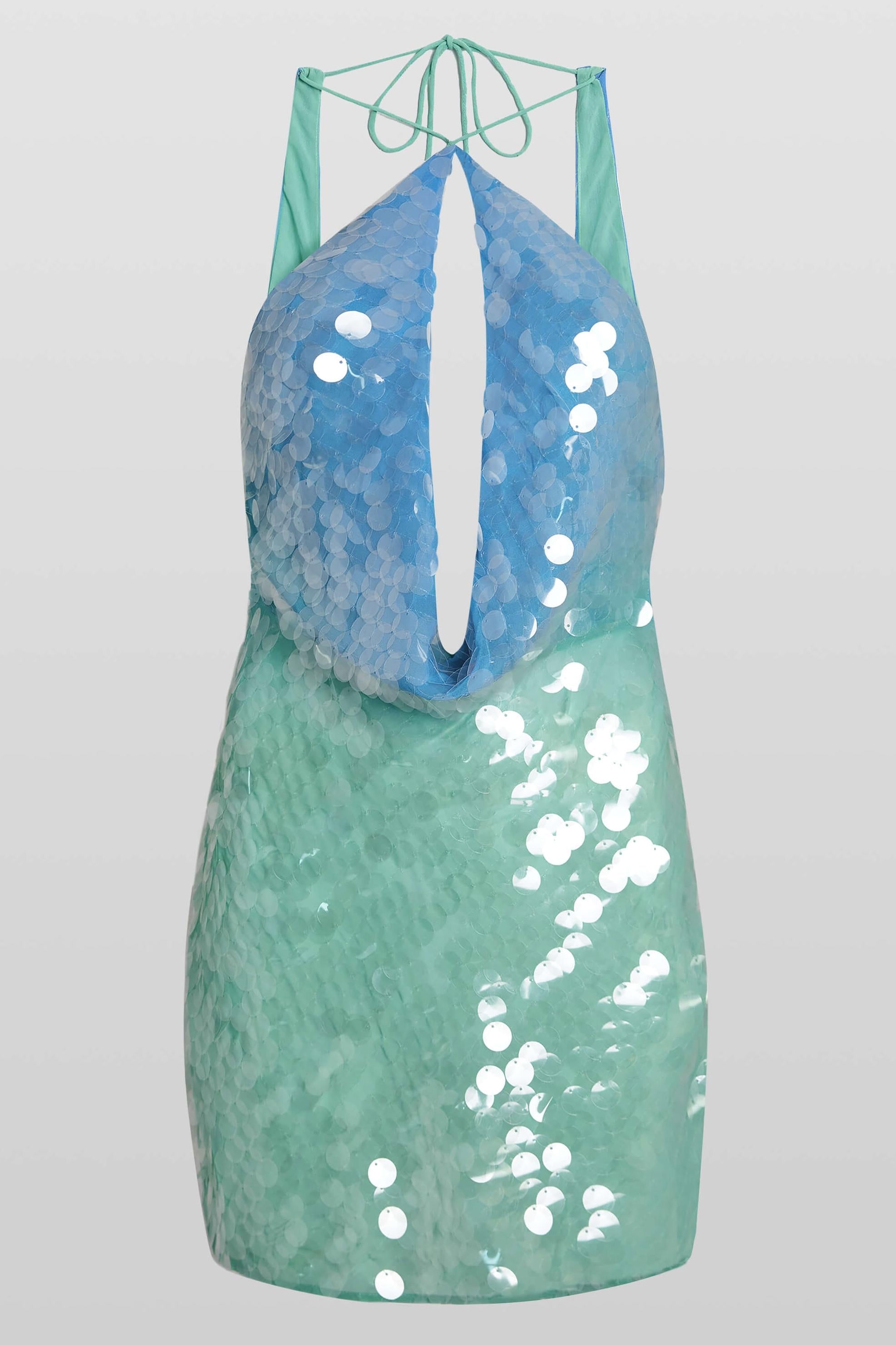 Funkelndes Molly Minikleid mit magischem Blau-Grün-Farbverlauf – Ihr neues Party-Highlight!