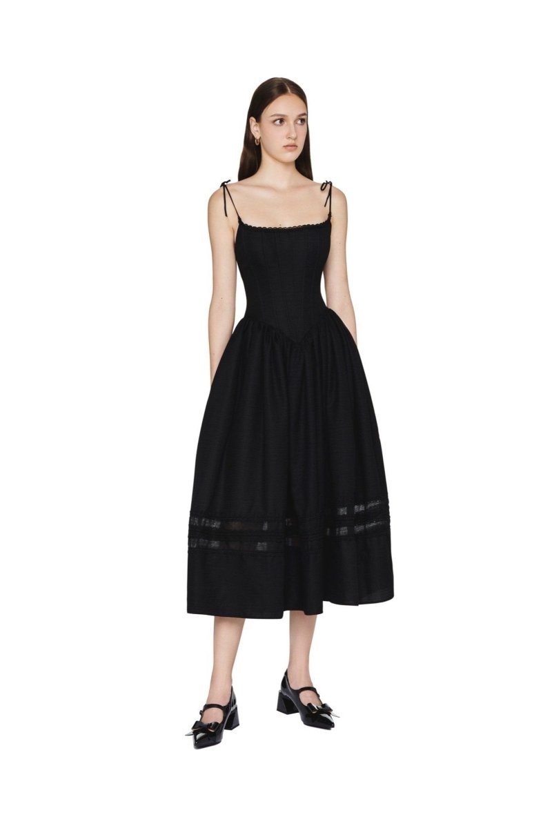 Alva Spitzenbesetztes A-Linien Midikleid