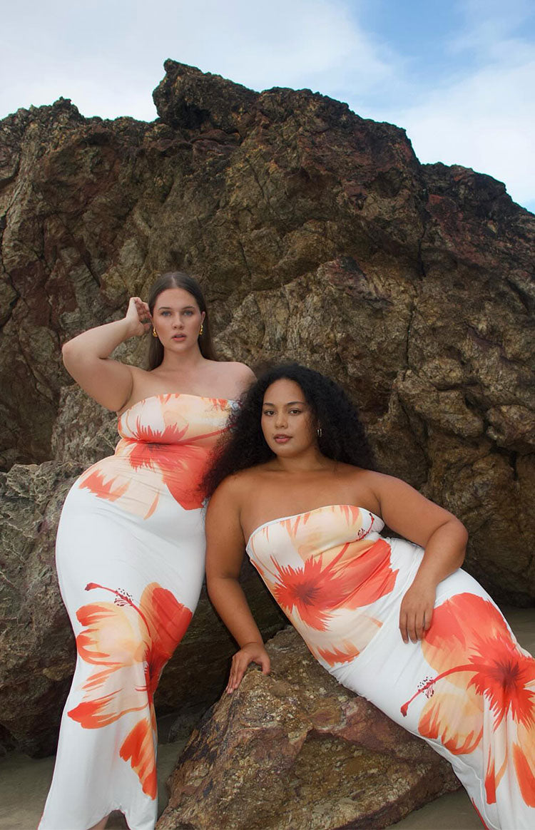 Arizona Weiß Floral Print Maxikleid