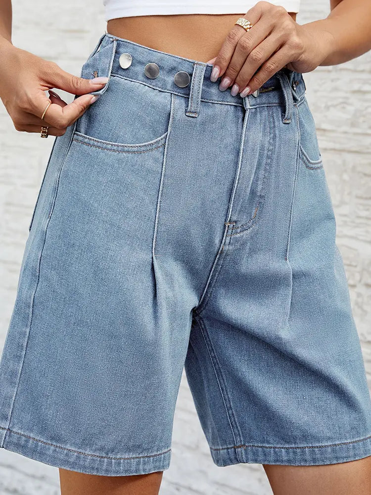 Verstellbare Taillen-Denim-Bermuda-Shorts