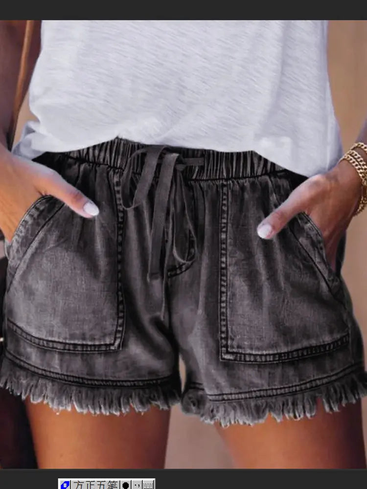 Elastische Taille Lässige Denim Shorts