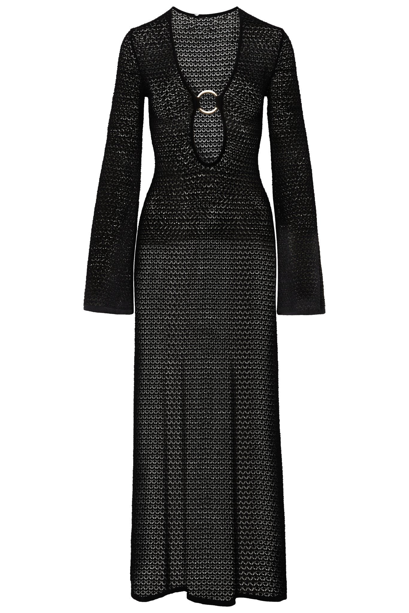 Chaya V-Ausschnitt Häkel-Strick Maxikleid