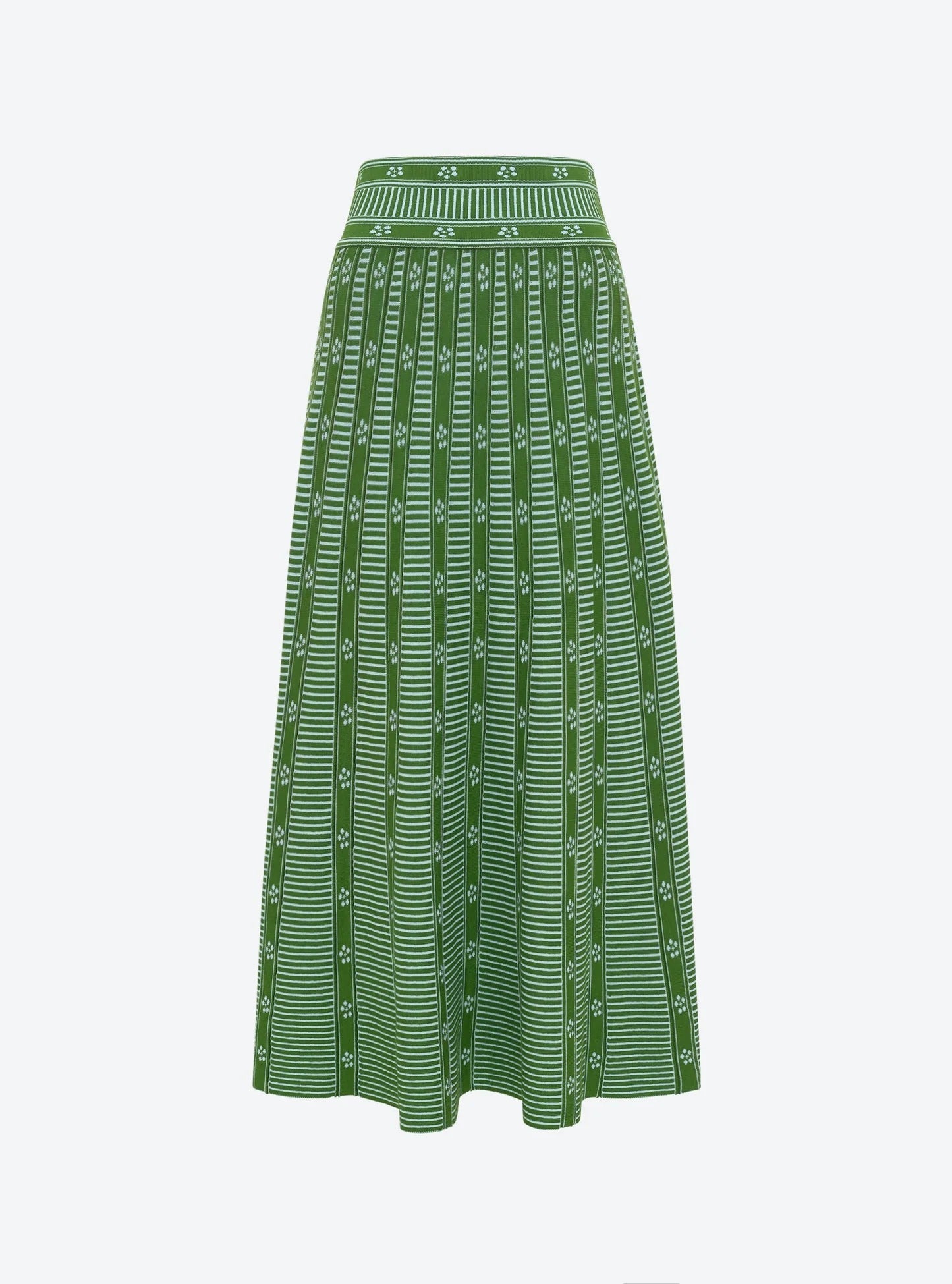 Grüner Blumenjacquard-Rock