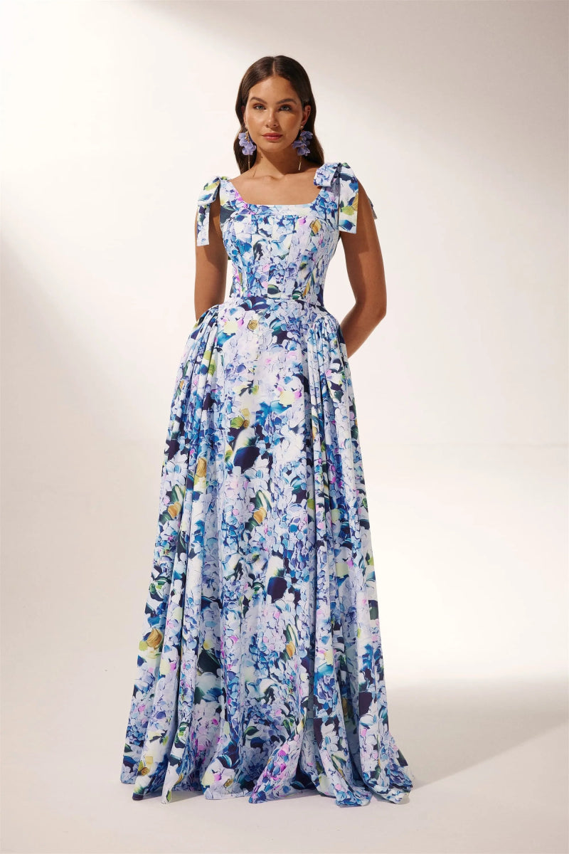Kacey Hydrangea Print Maxikleid mit Trägern