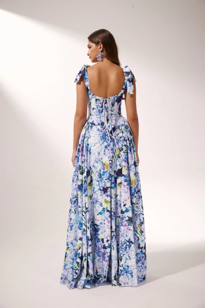 Kacey Hydrangea Print Maxikleid mit Trägern