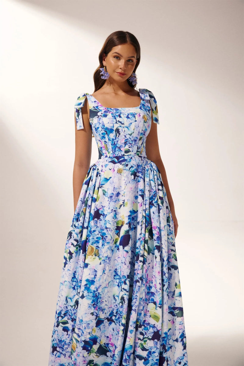 Kacey Hydrangea Print Maxikleid mit Trägern