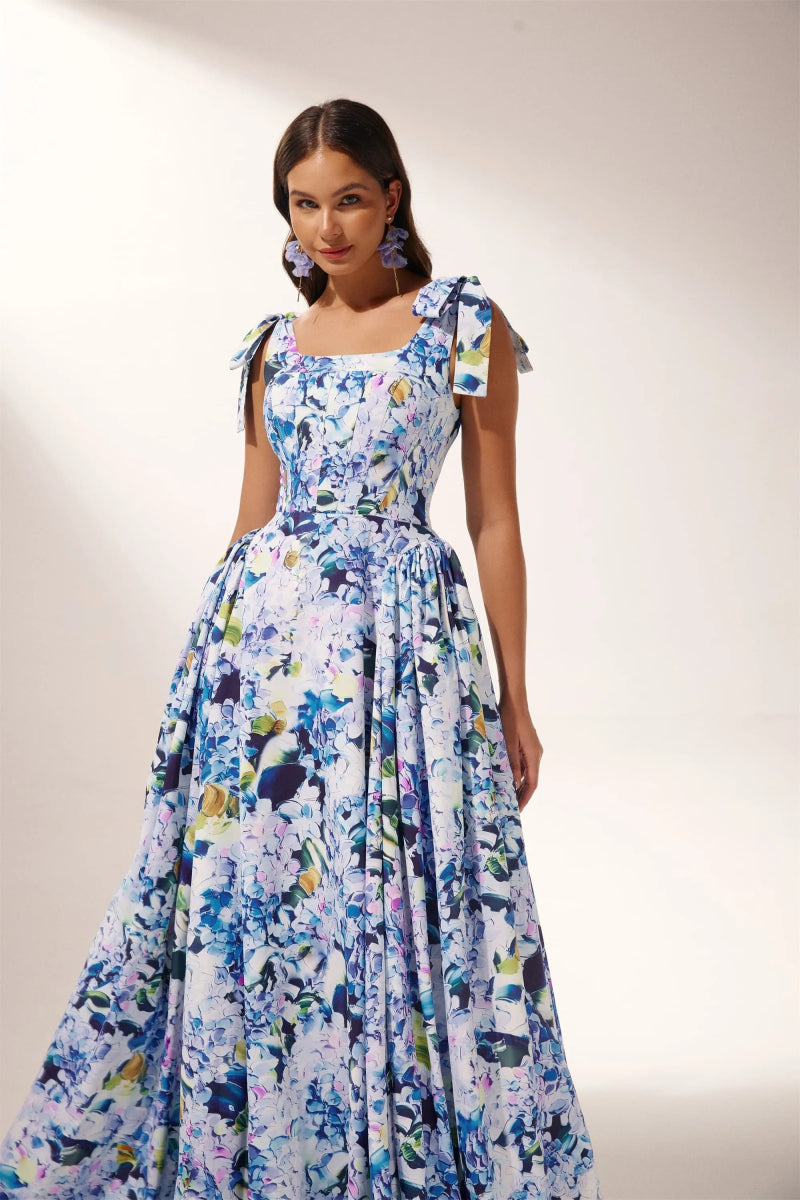 Kacey Hydrangea Print Maxikleid mit Trägern