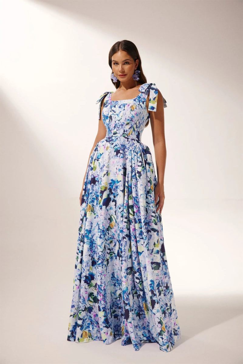 Kacey Hydrangea Print Maxikleid mit Trägern