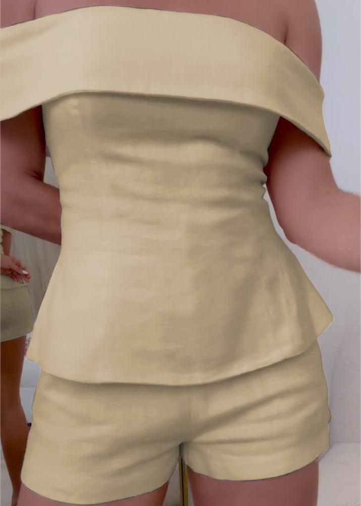 Elegantes zweiteiliges Anzug-Set aus weißer Baumwolle und Leinen für Damen
