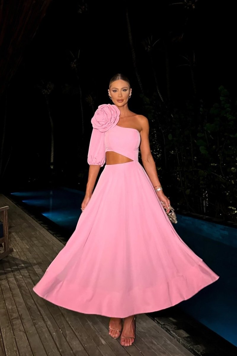 Lea Blumen-Ausschnitt-Midikleid