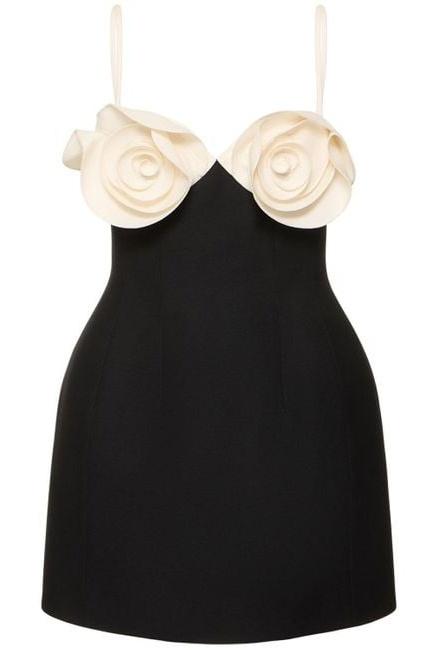 Myrna Blumen Krepp Mini Kleid