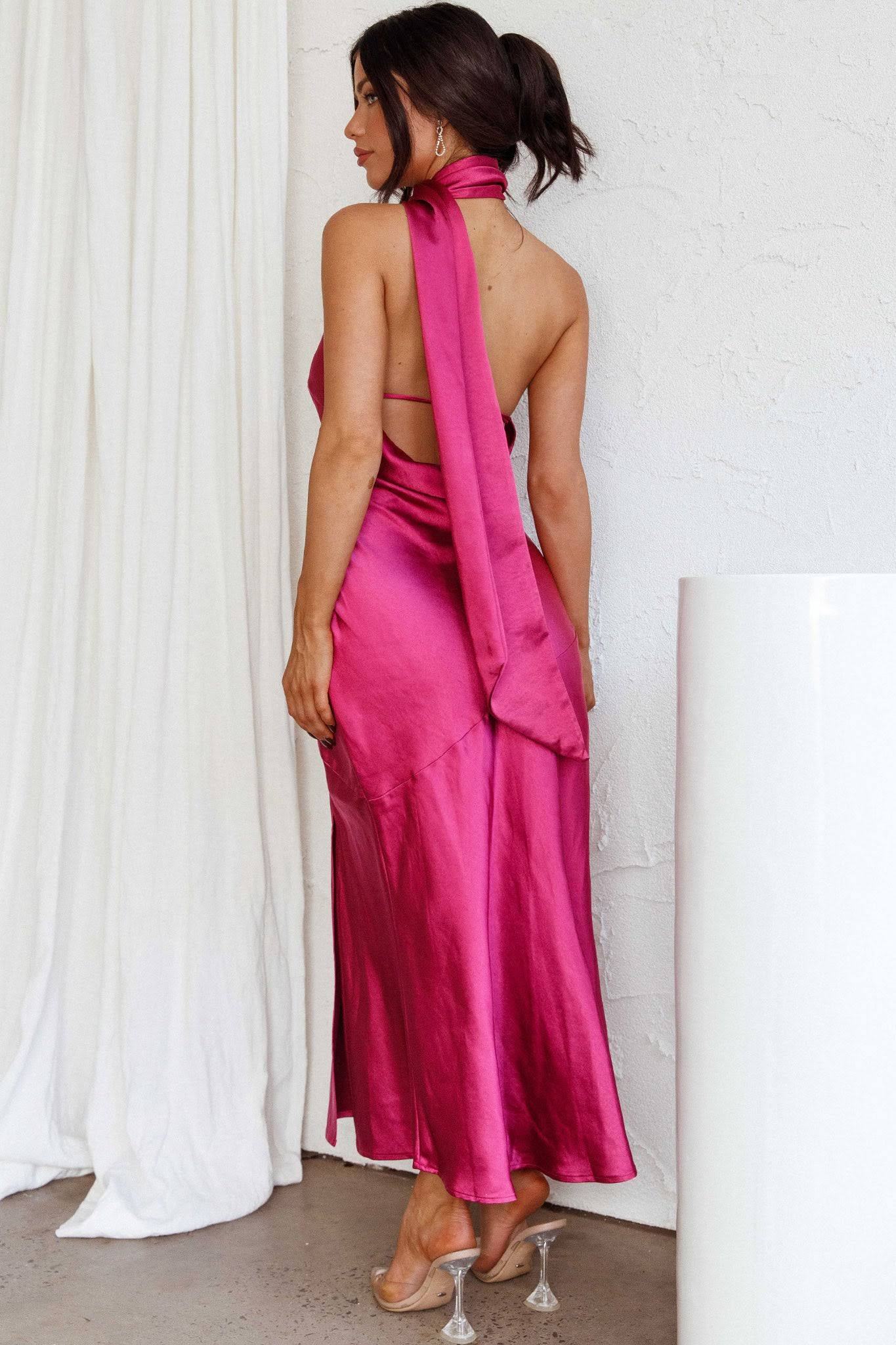 Nad Cowl Halterneck Satin Midi Kleid