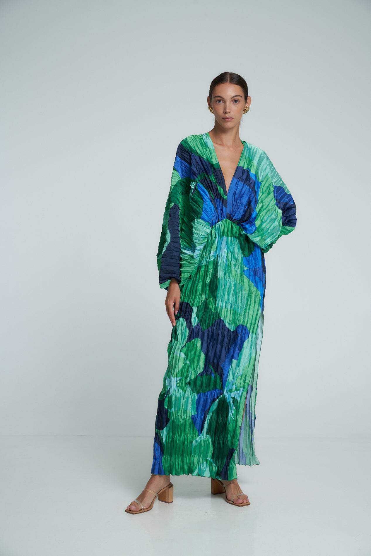 Pamela Gedrucktes Falten-Maxikleid Kaftan