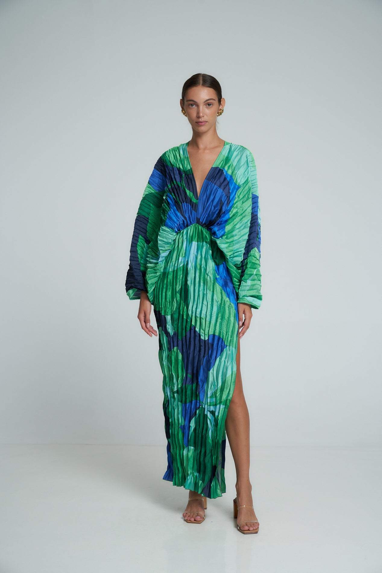 Pamela Gedrucktes Falten-Maxikleid Kaftan