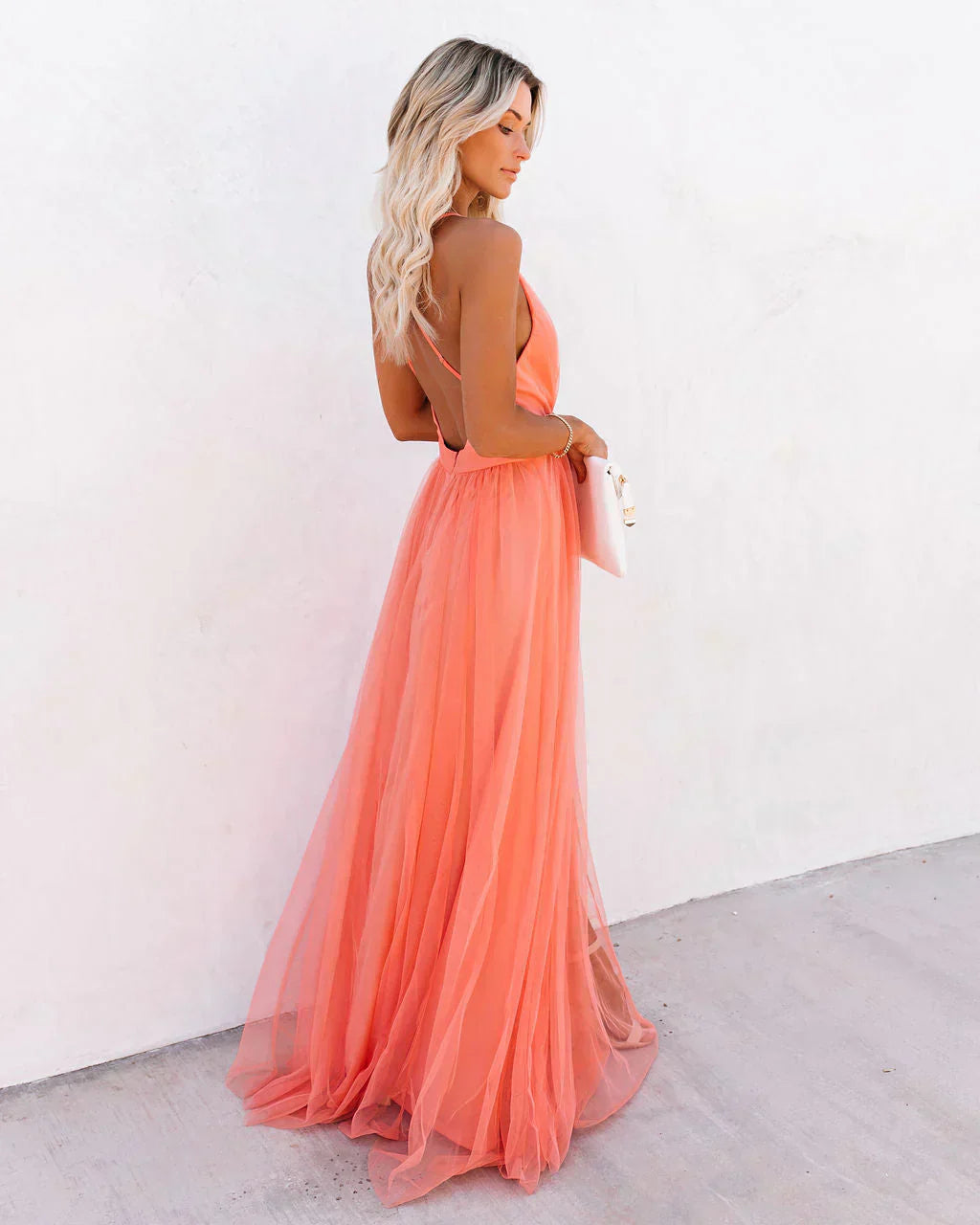Apricot Raffiniertes Maxikleid Crossover Rücken
