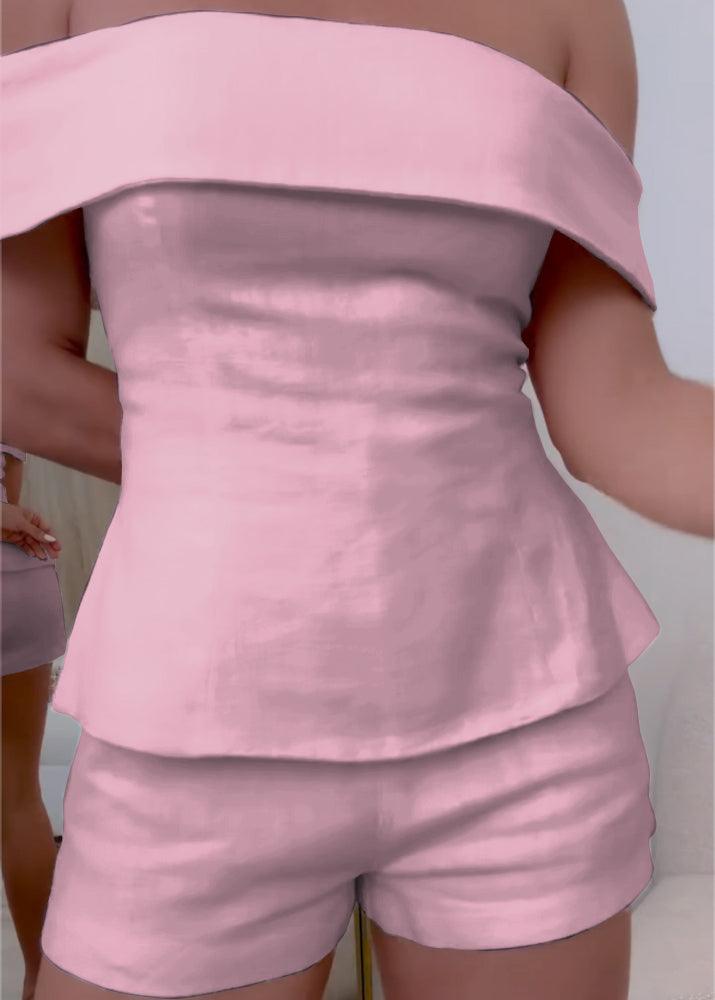Elegantes zweiteiliges Anzug-Set aus weißer Baumwolle und Leinen für Damen