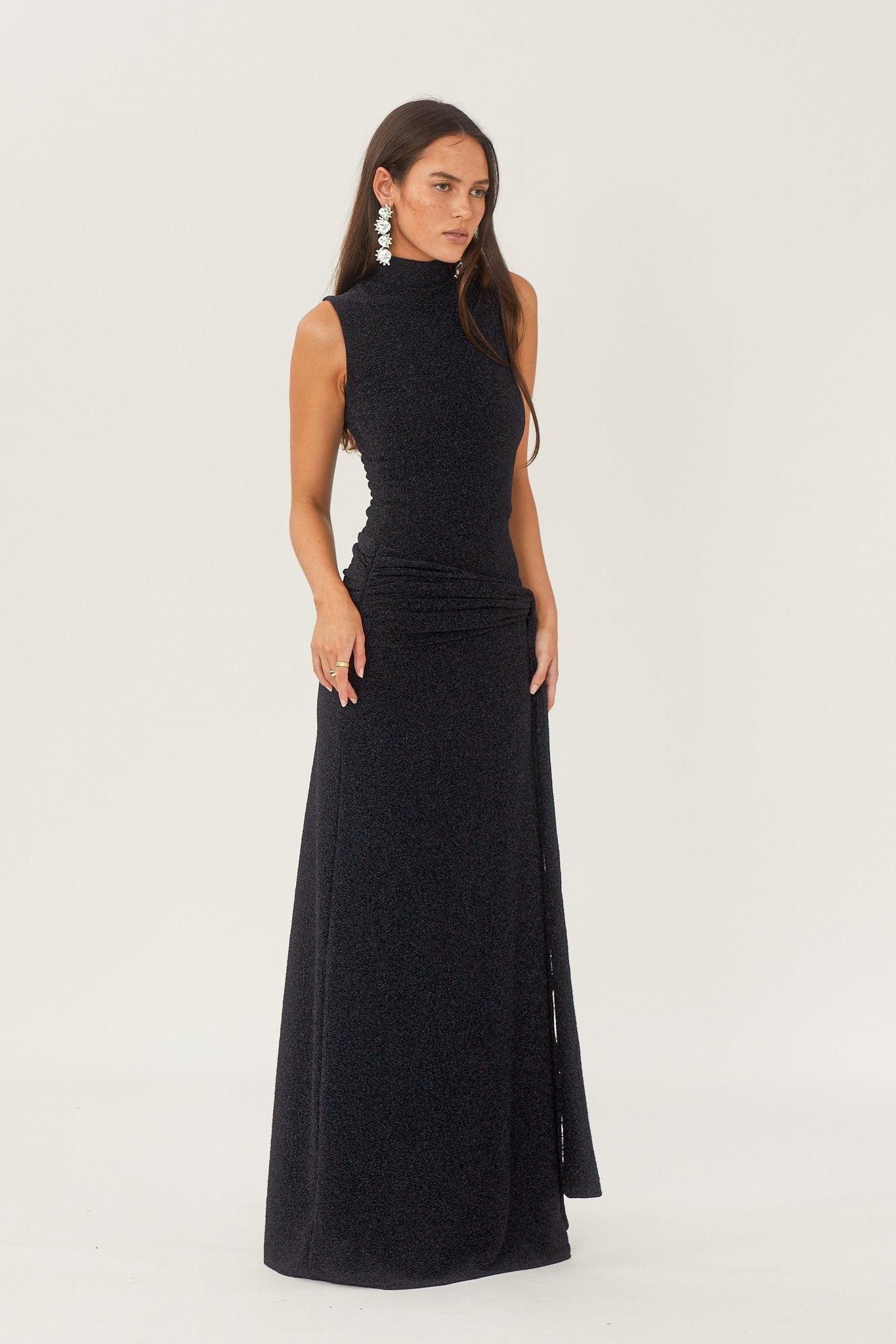 Shonna Metallic Strap Maxi Strickkleid