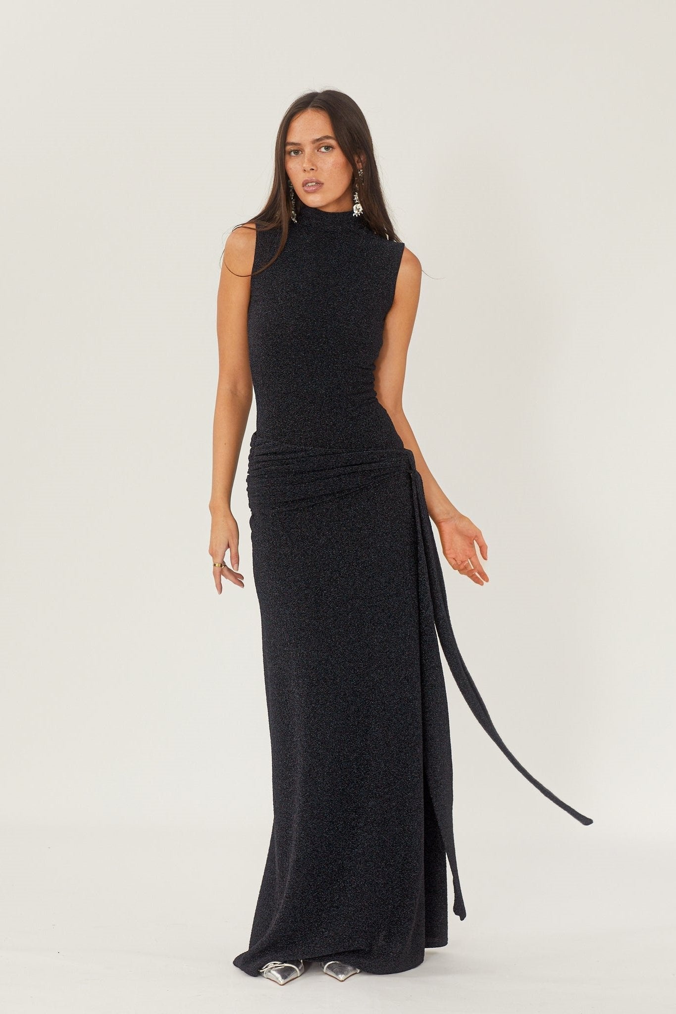 Shonna Metallic Strap Maxi Strickkleid